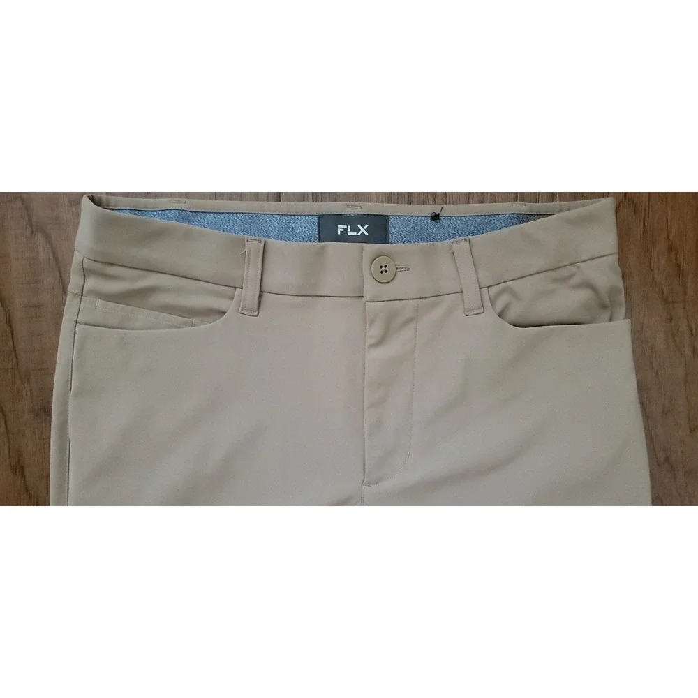 FLX Men's Brown Premium Performance‎ Golf Slim Tapered Leg Pants Sz 30x32